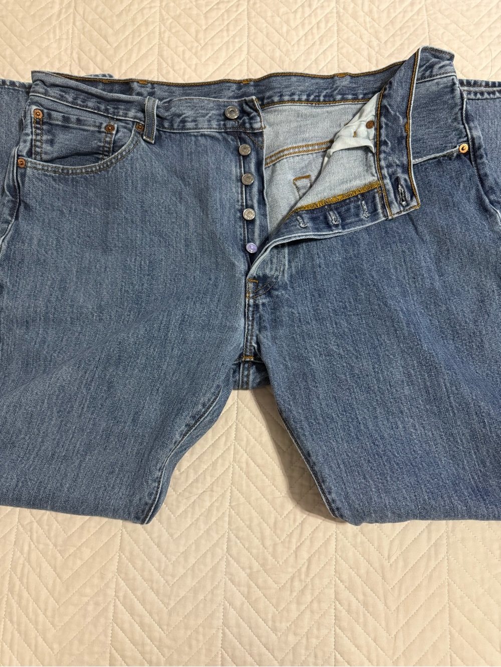 Classic Men's Blue Button-Fly Jeans
